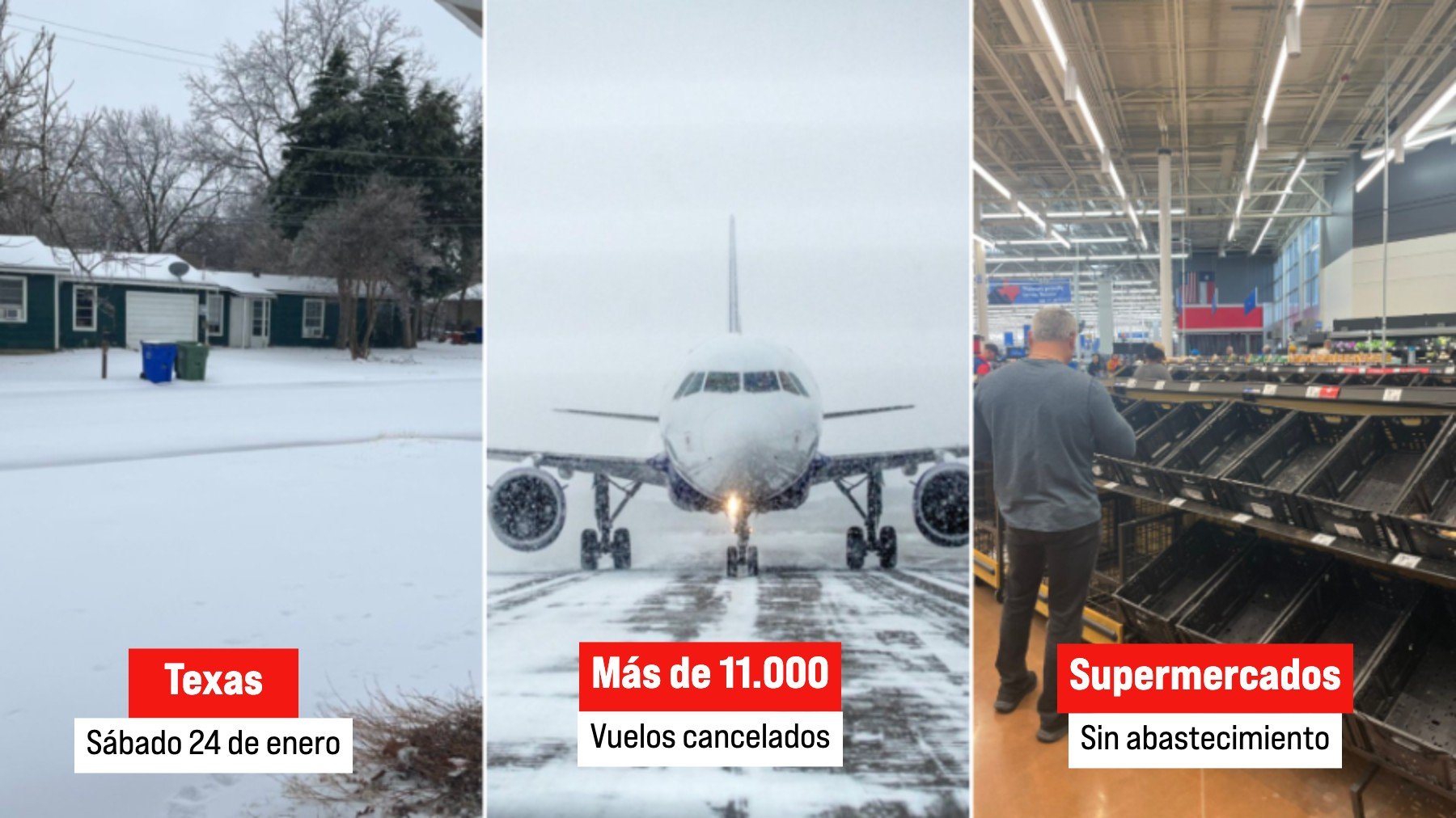 Tormenta Fern en EEUU: más de 230 millones de personas en alerta con temperaturas de −40 °C y nieve en Texas