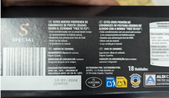 Cart&oacute;n huevos codorniz