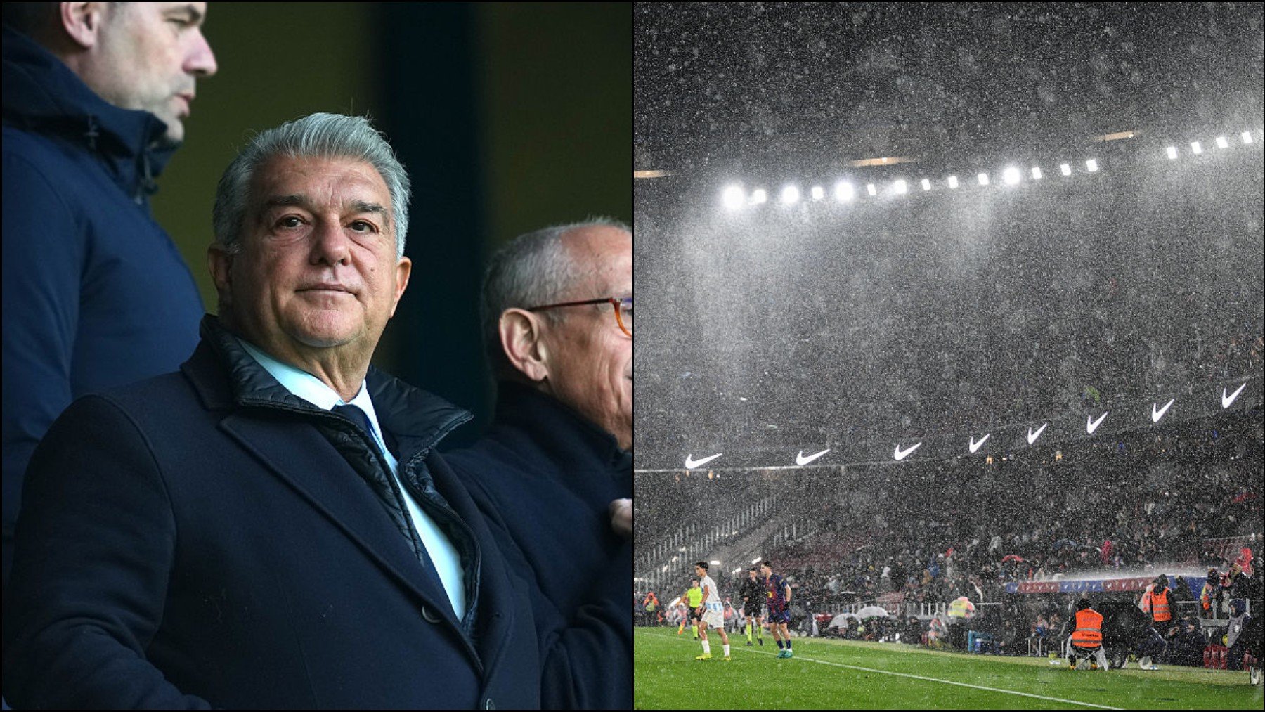 La excusa de Laporta tras el bochorno del Camp Nou por la lluvia: Fue como un bautizo