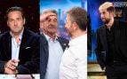 Iker Jiménez, Pablo Motos con Revillam y David Broncano (Mediaset/Atresmedia/RTVE).