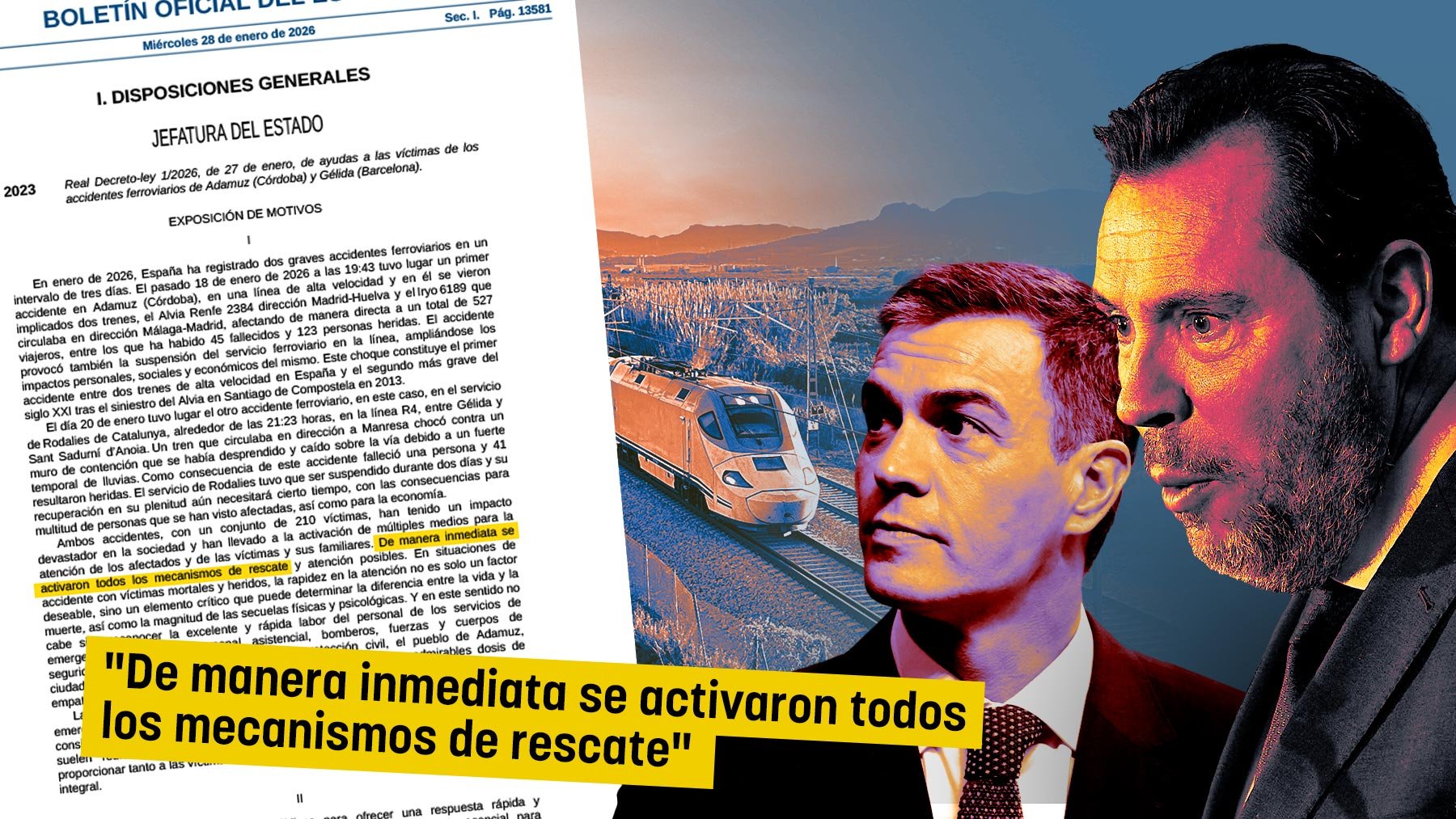 El Gobierno usa un decreto sobre los muertos de Adamuz para autoexculparse: Se actuó de inmediato