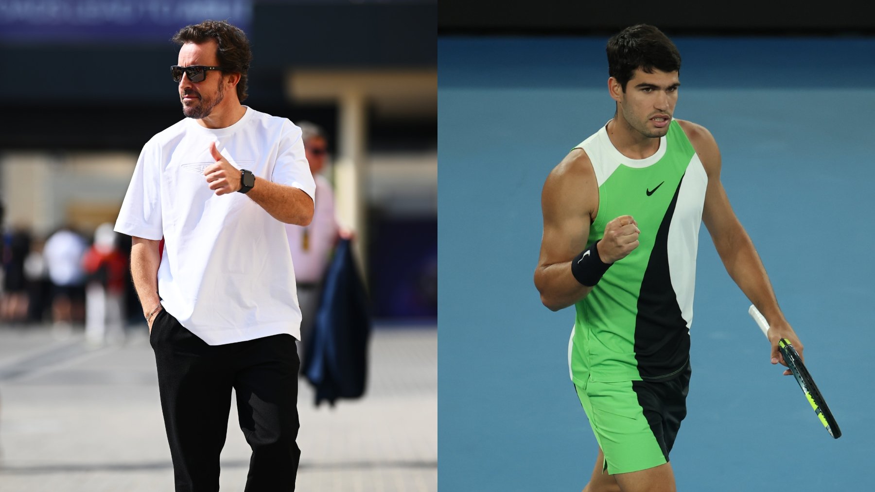 Fernando Alonso y Carlos Alcaraz. (Getty)