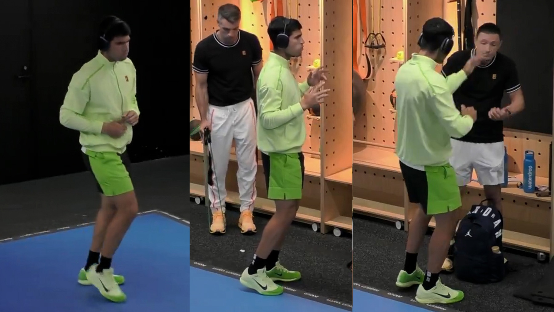 El baile viral de Alcaraz antes de la final del Open de Australia con tortazo incluido