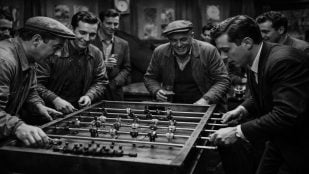 El futbolín durante la posguerra, futbolín invento español, por qué el futbolín de España es diferente, qué es el futbolín, fútbol de mesa en la posguerra, juego más famoso de la posguerra.