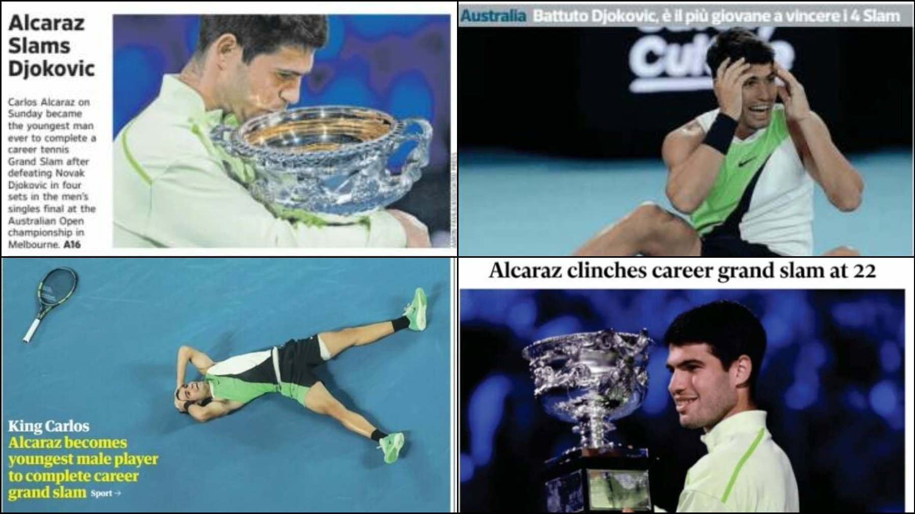 La prensa internacional se rinde a Carlos Alcaraz: Su leyenda en el tenis está en proceso de escritura