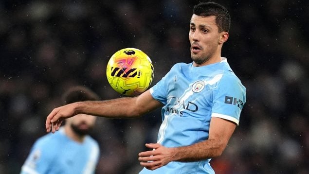 Rodri en un partido con el Manchester City. (Europa Press)