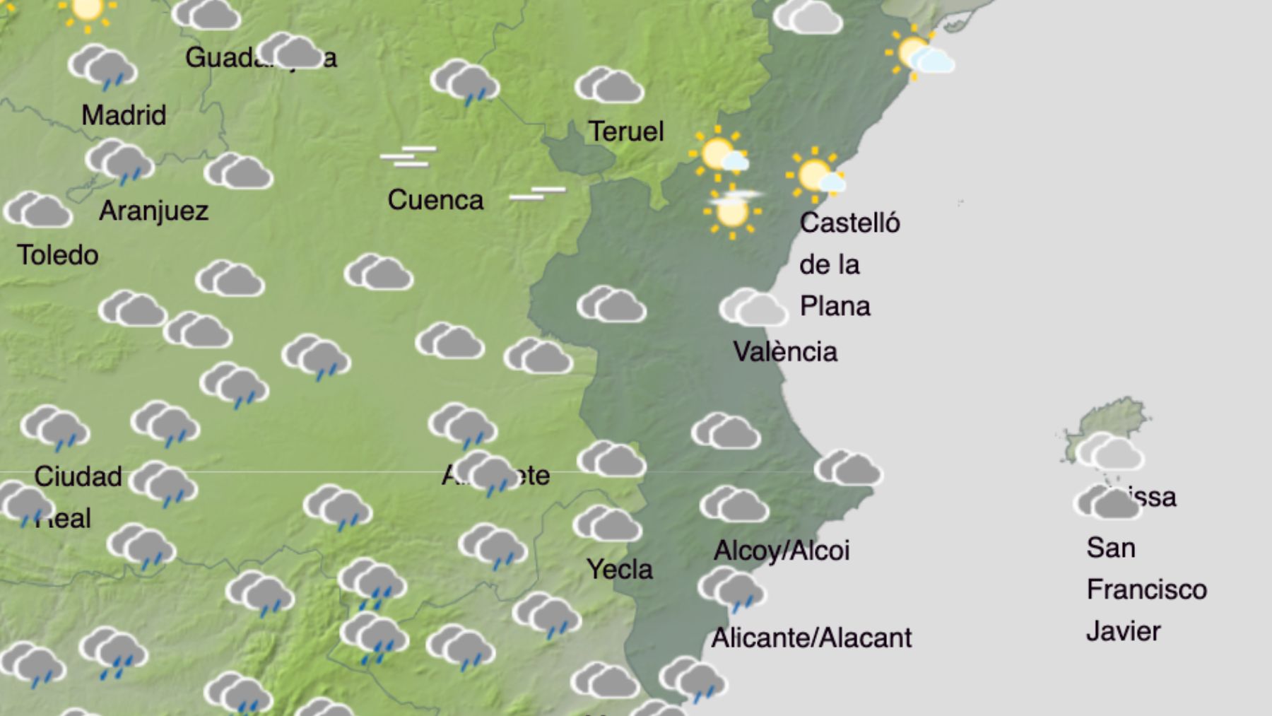 La borrasca Leonardo pone en alerta a Alicante: alerta amarilla por viento y lluvias