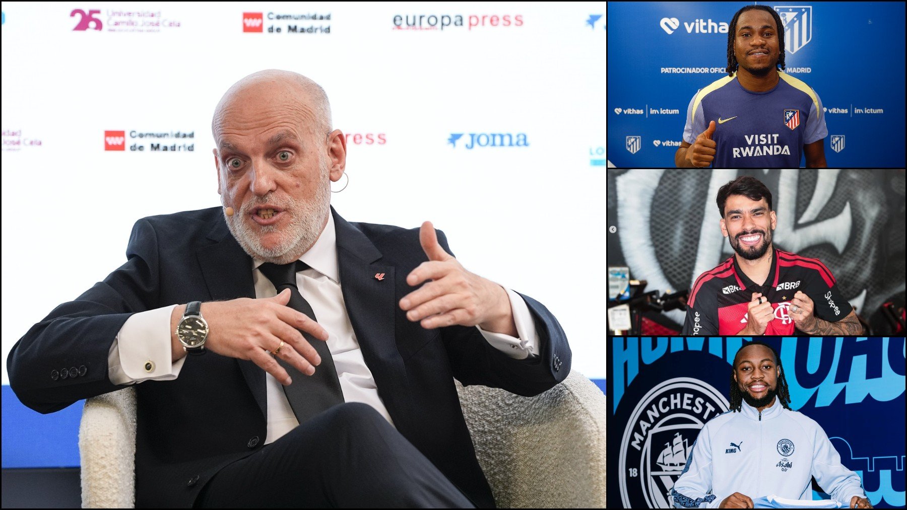 Javier Tebas y los fichajes de Lookman, Paquetá y Semenyo.