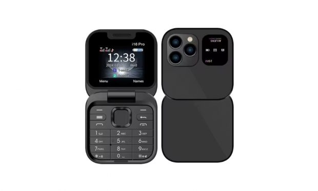 Este mini móvil plegable cabe en la palma de la mano, tiene doble SIM y ...