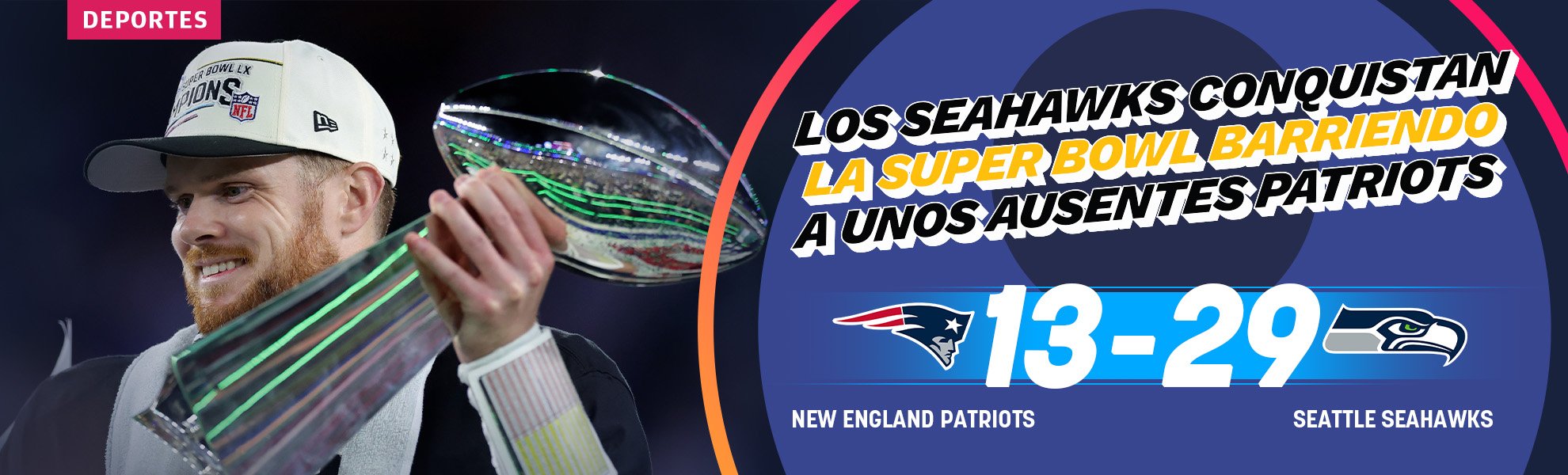 Los Seahawks conquistan la Super Bowl barriendo a unos ausentes Patriots