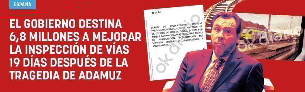 El Gobierno destina 6,8 millones a mejorar la inspección de vías 19 días después de la tragedia de Adamuz