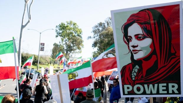 Manifestaci&oacute;n a favor del pueblo en Ir&aacute;n en Estados Unidos. (Foto:Europa Press/Ghawam Kouchaki / ZUMA Press Wire).