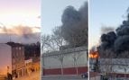 Incendio en la planta de Saica Natur cubre de humo el barrio del Rabal en Zaragoza