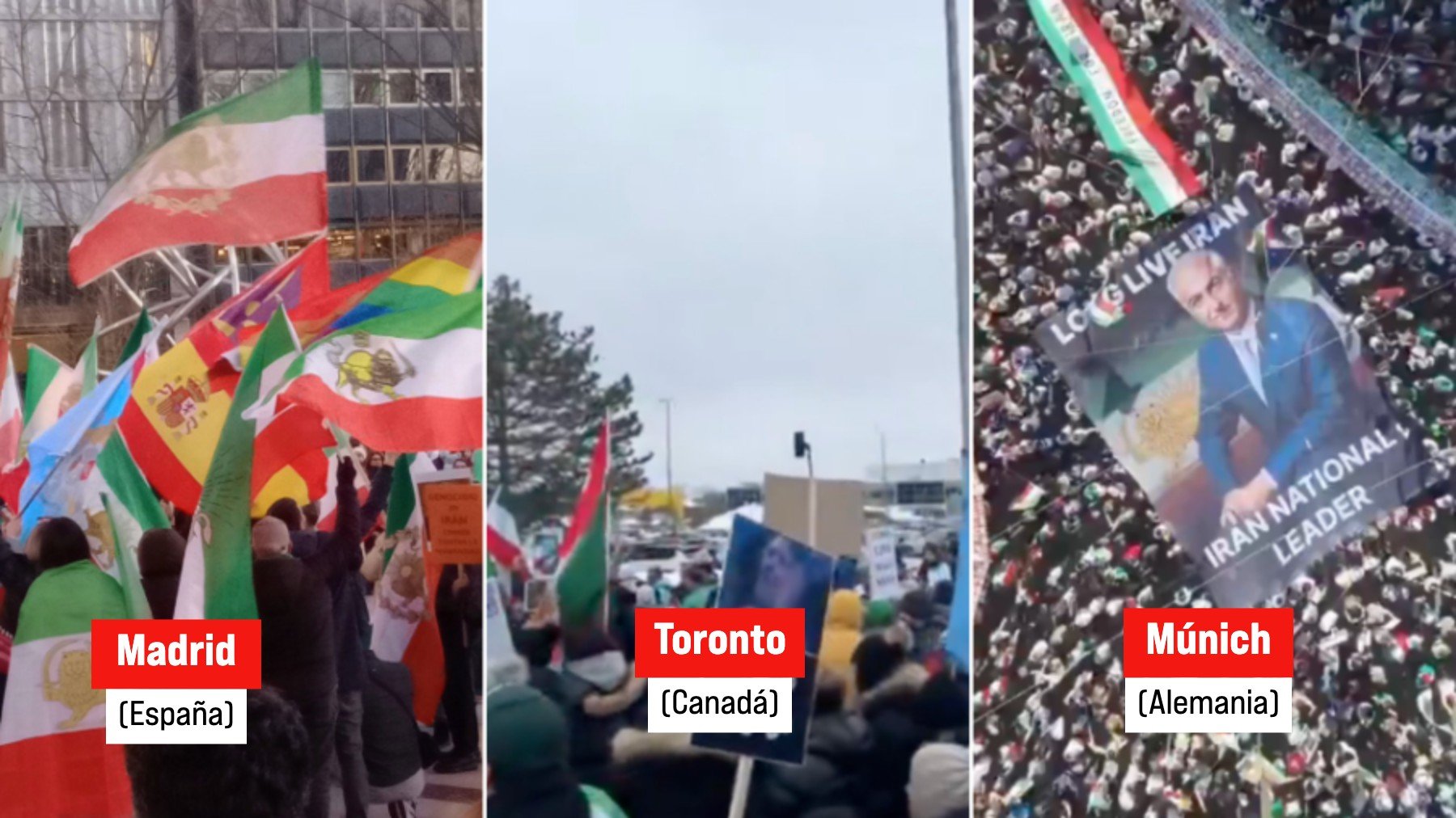 Cientos de miles de iraníes se manifiestan en Madrid, Múnich y América al grito de ¡larga vida al sha!
