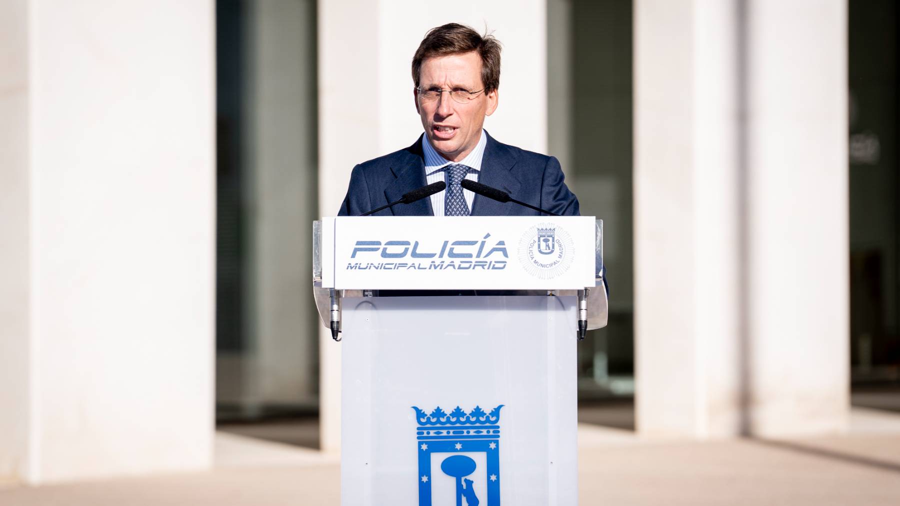 El alcalde de Madrid, José Luis Martínez-Almeida, en un acto de la Policía Municipal.