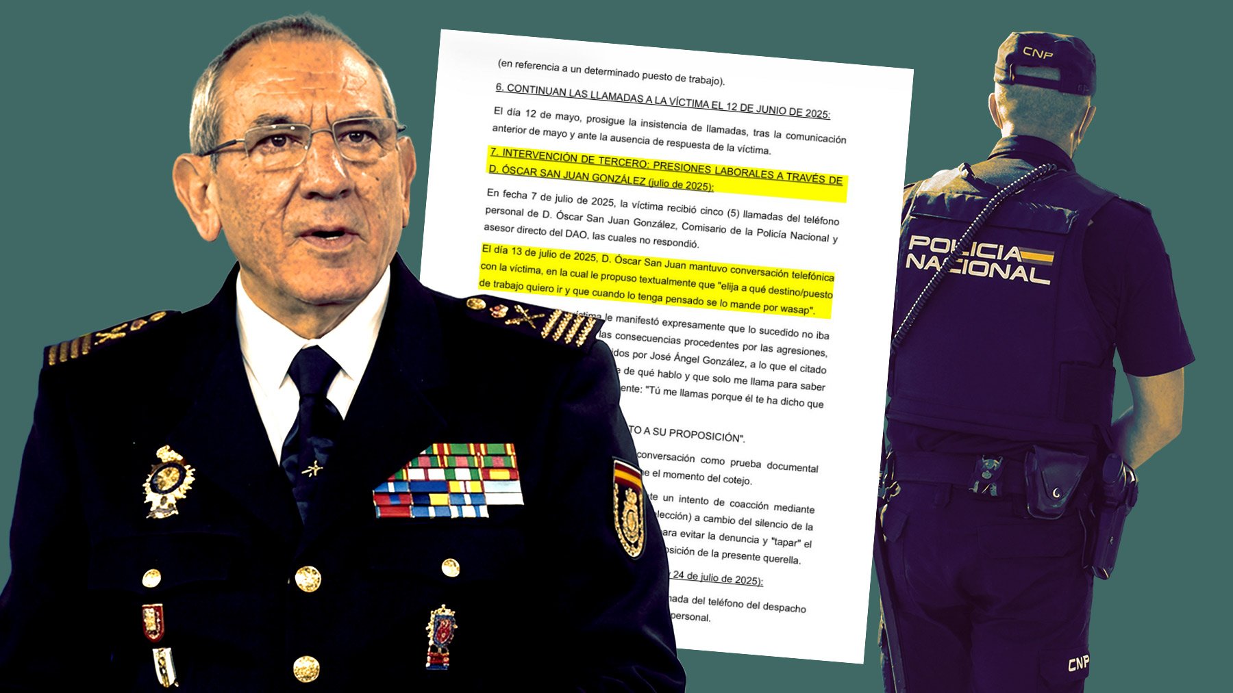 La mano derecha del jefe de la Policía ofreció un destino a la agente violada para que no denunciara: Elige tú