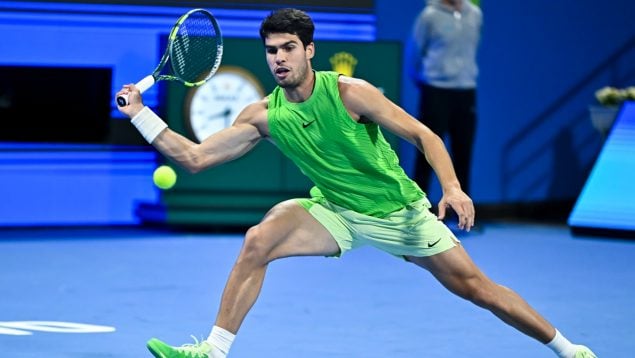 Carlos Alcaraz. en el ATP 500 de Doha.