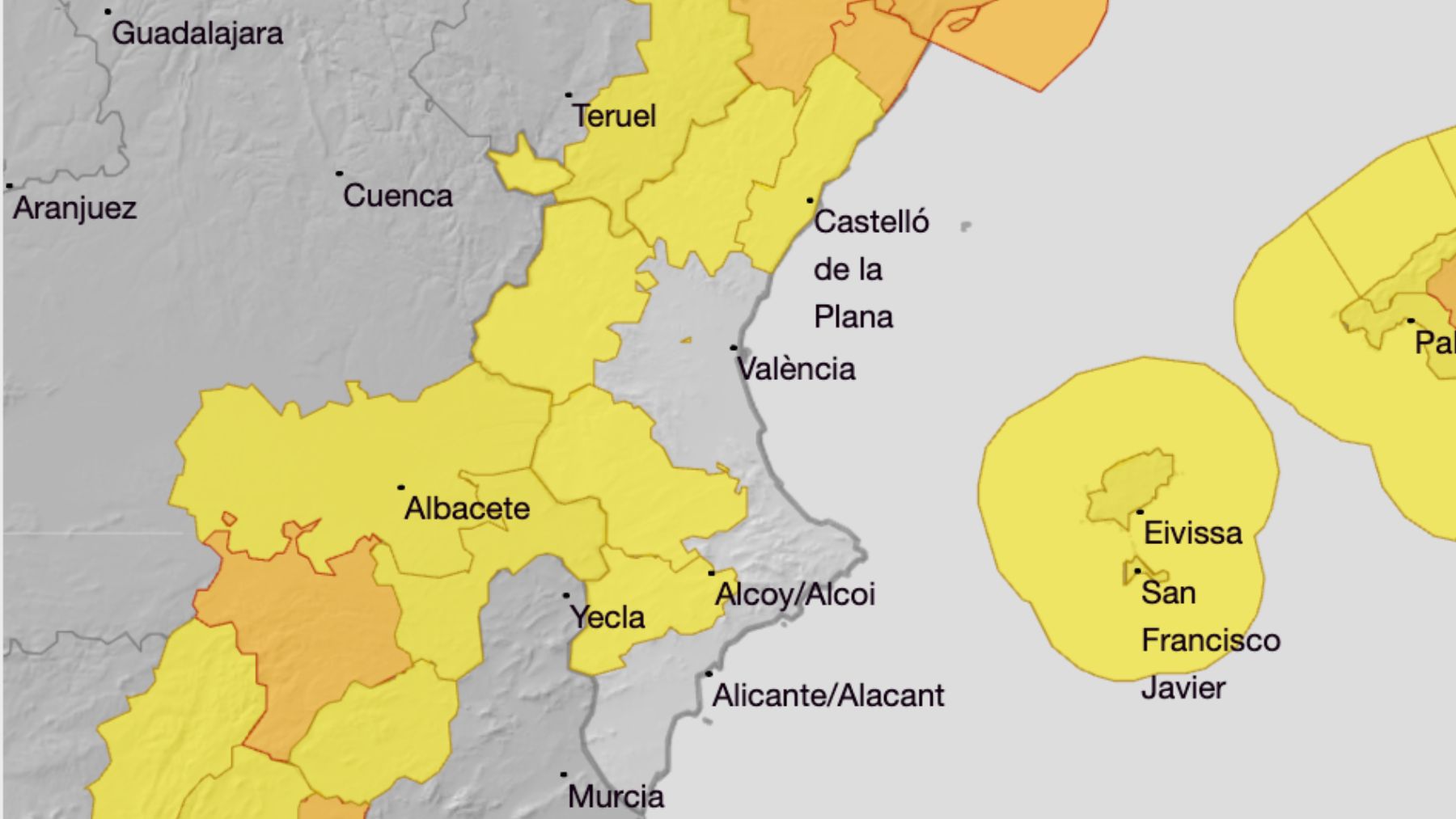 La AEMET eleva la alerta por viento en la Comunidad Valenciana: Rachas máximas de 100 km/h