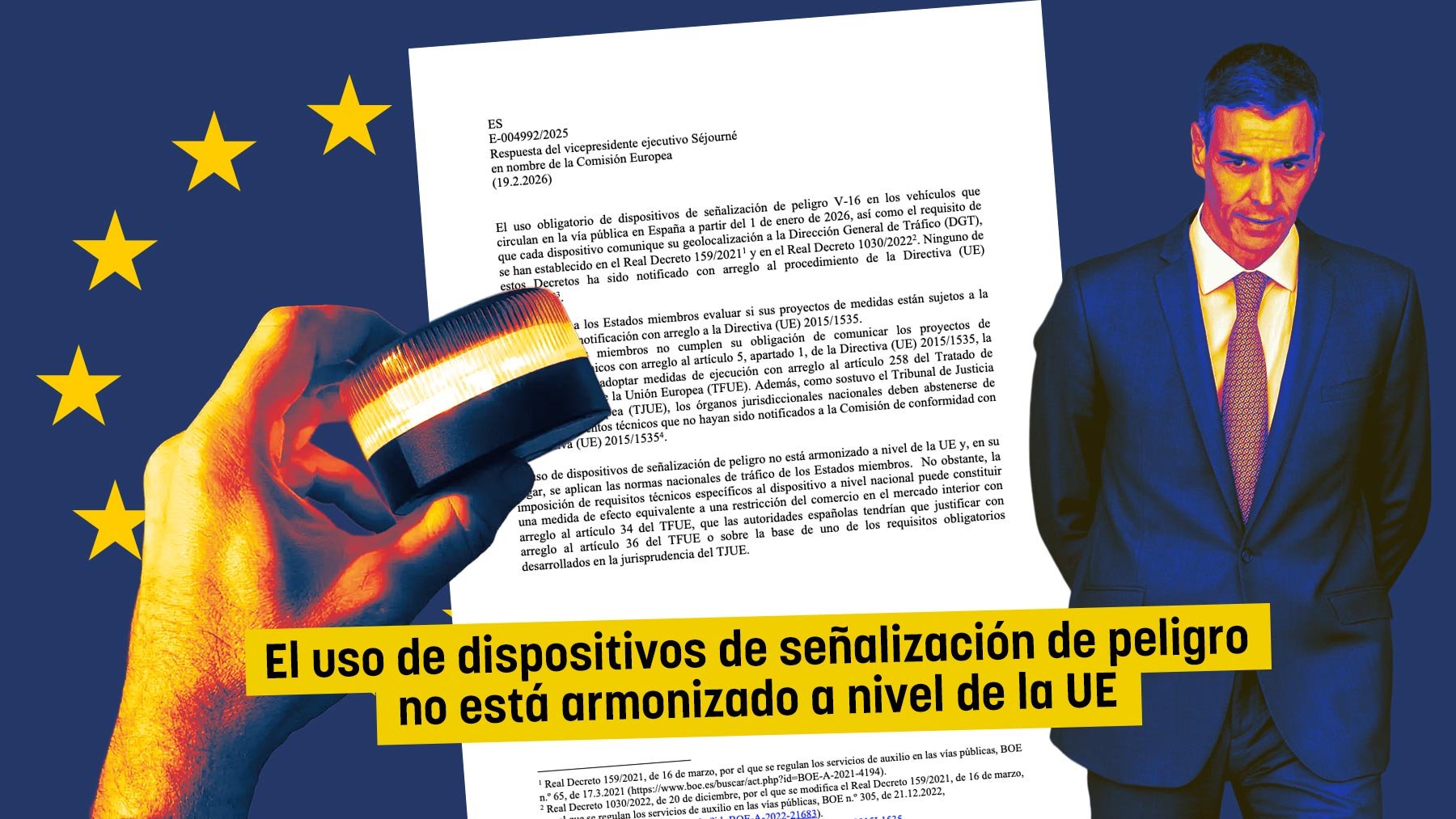 La UE abronca al Gobierno por imponer la baliza V16 saltándose las directivas europeas