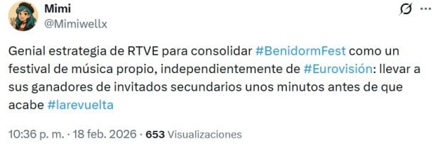 Una de las quejas de los espectadores de 'La Revuelta' al trato a los ganadores de Benidorm Fest (X).