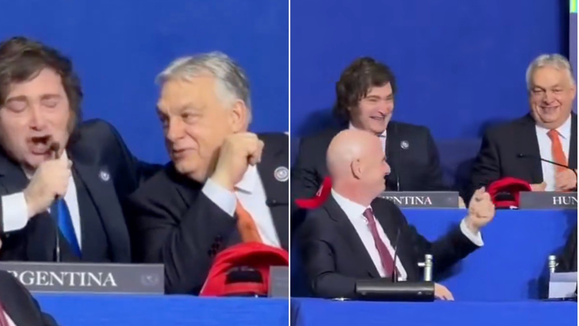 Las risas y bromas de Milei, Orban e Infantino en la primera reunión del Consejo de Paz de Trump