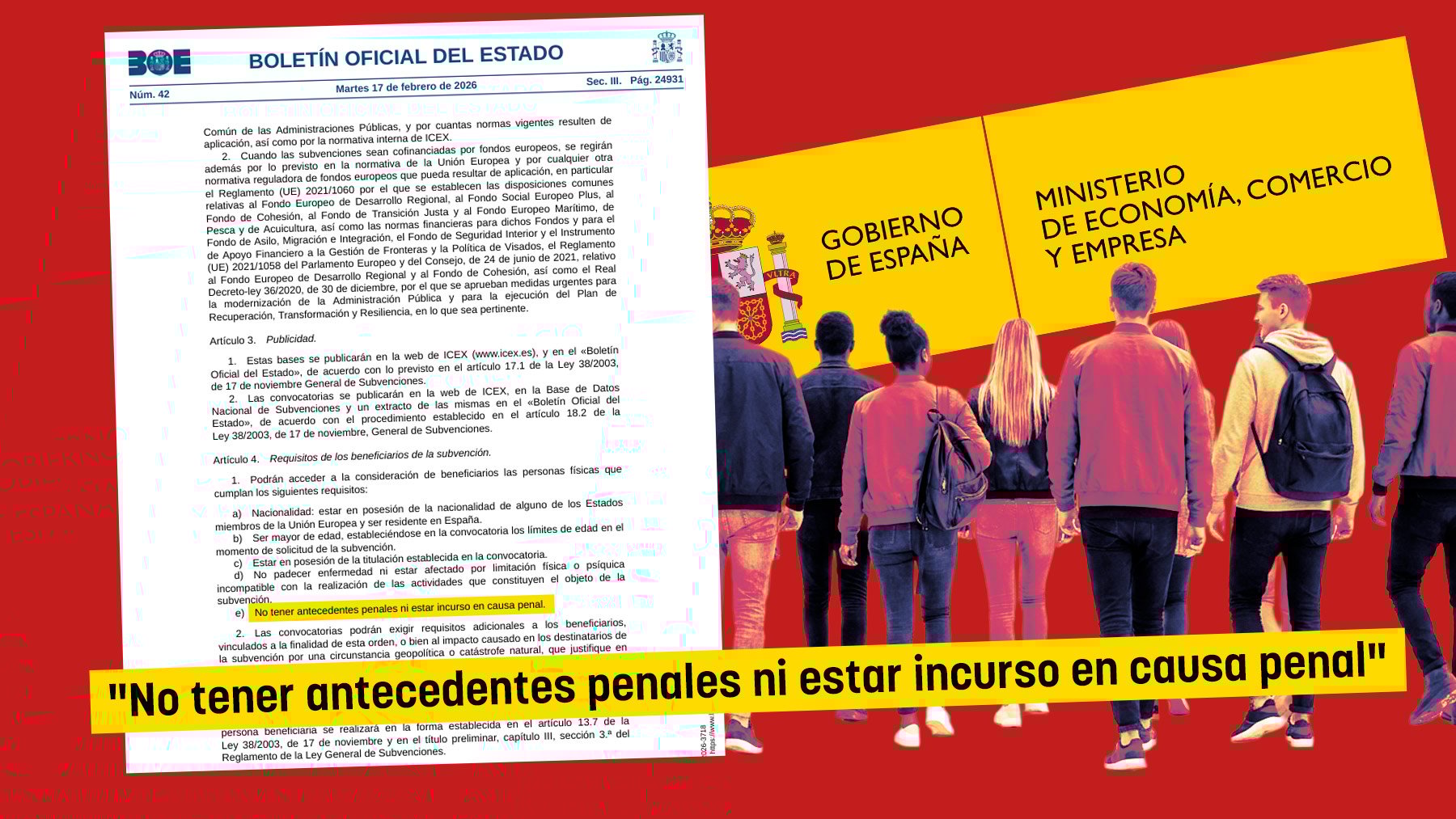 El Gobierno exige a sus becarios los antecedentes penales de los que exime a los ilegales que regularizará