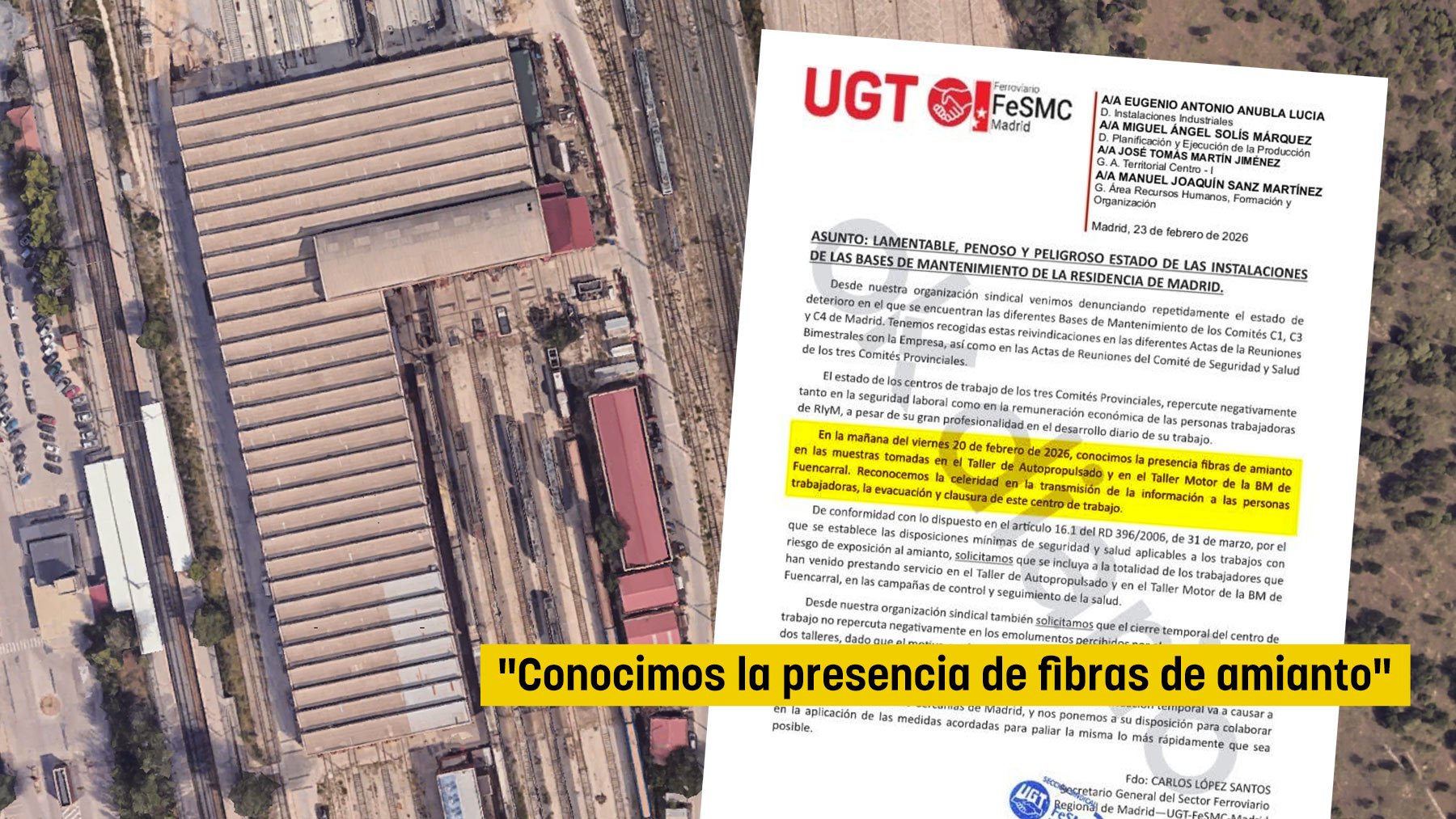 El Gobierno silencia la presencia del tóxico amianto en el mayor taller de Cercanías de Madrid