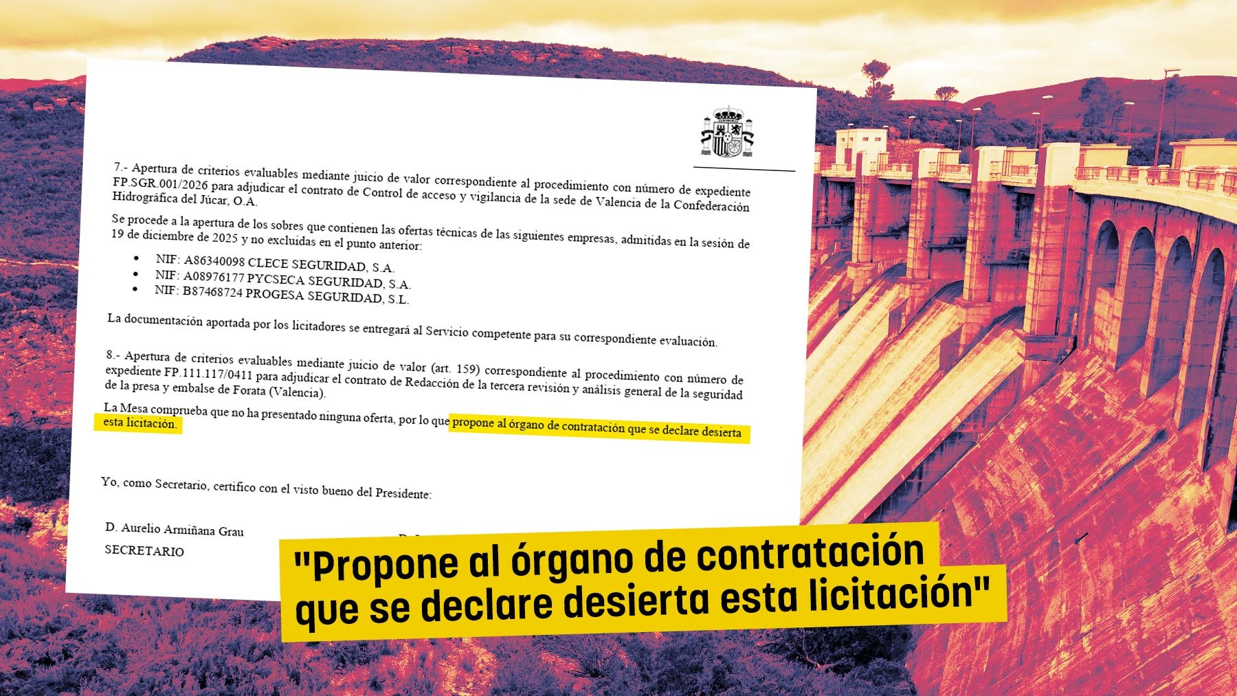 Ninguna empresa quiere el contrato del Gobierno para revisar Forata, la presa crítica de la DANA