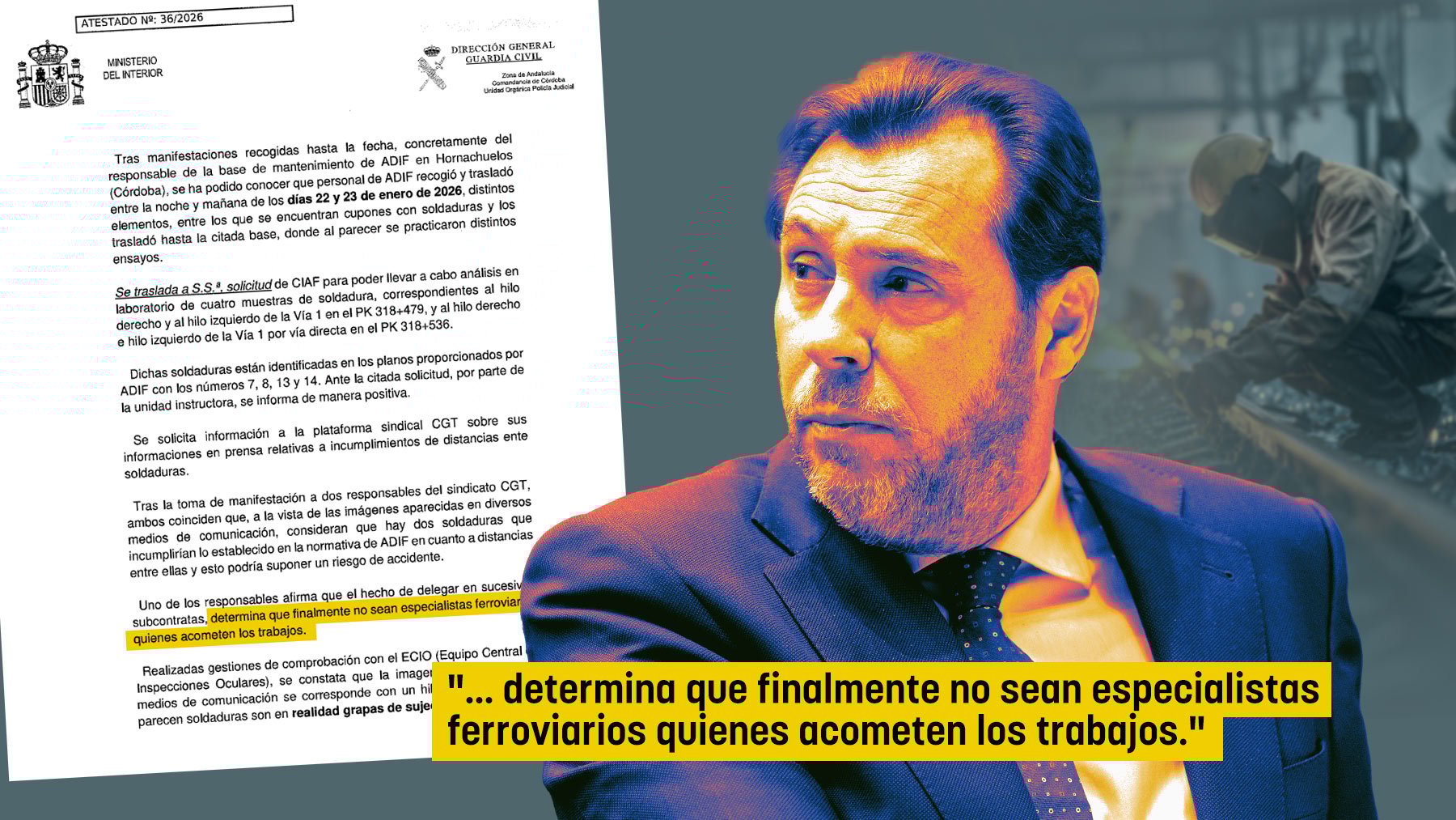 La Guardia Civil advierte en su atestado de Adamuz que especialistas no ferroviarios hacen las soldaduras