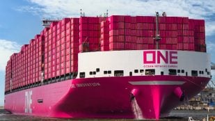 El gigante marítimo de Japón ONE acaba de romper el récord mundial de carga con su barco estrella. (Foto: ONE)