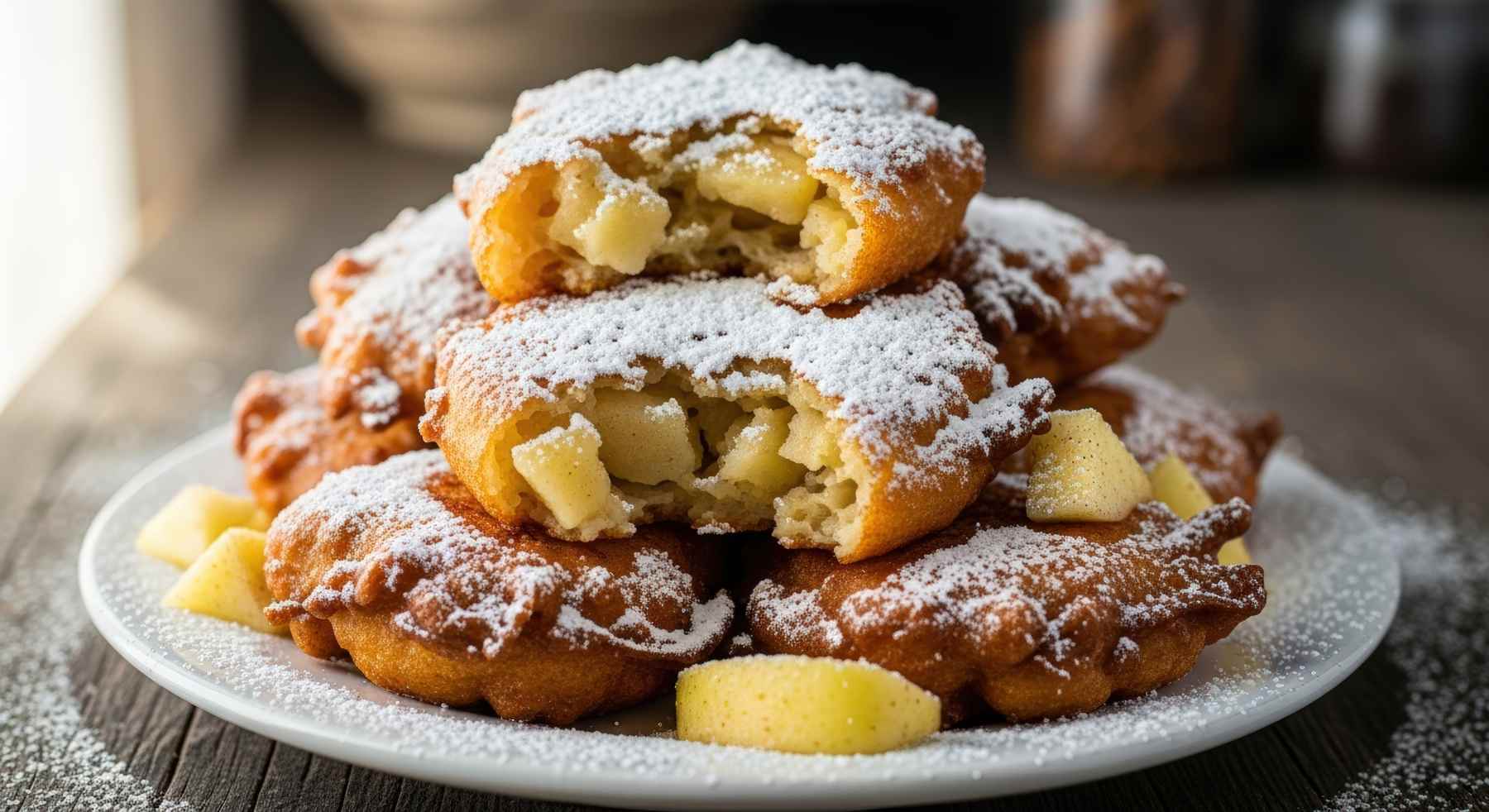 Buñuelos de manzana y yogur esponjosos y caseros