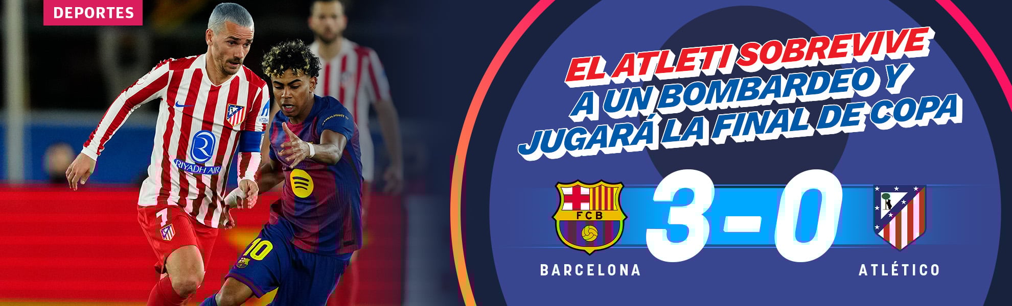 El Atlético sobrevive a un bombardeo del Barcelona y jugará la final de Copa