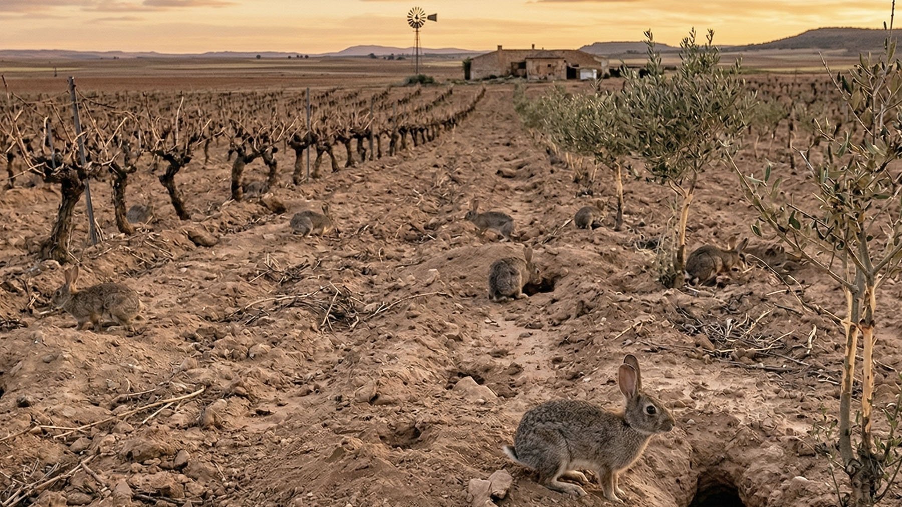 Los agricultores manchegos están en jaque: una plaga de conejos destruye sus cultivos y piden medidas urgentes
