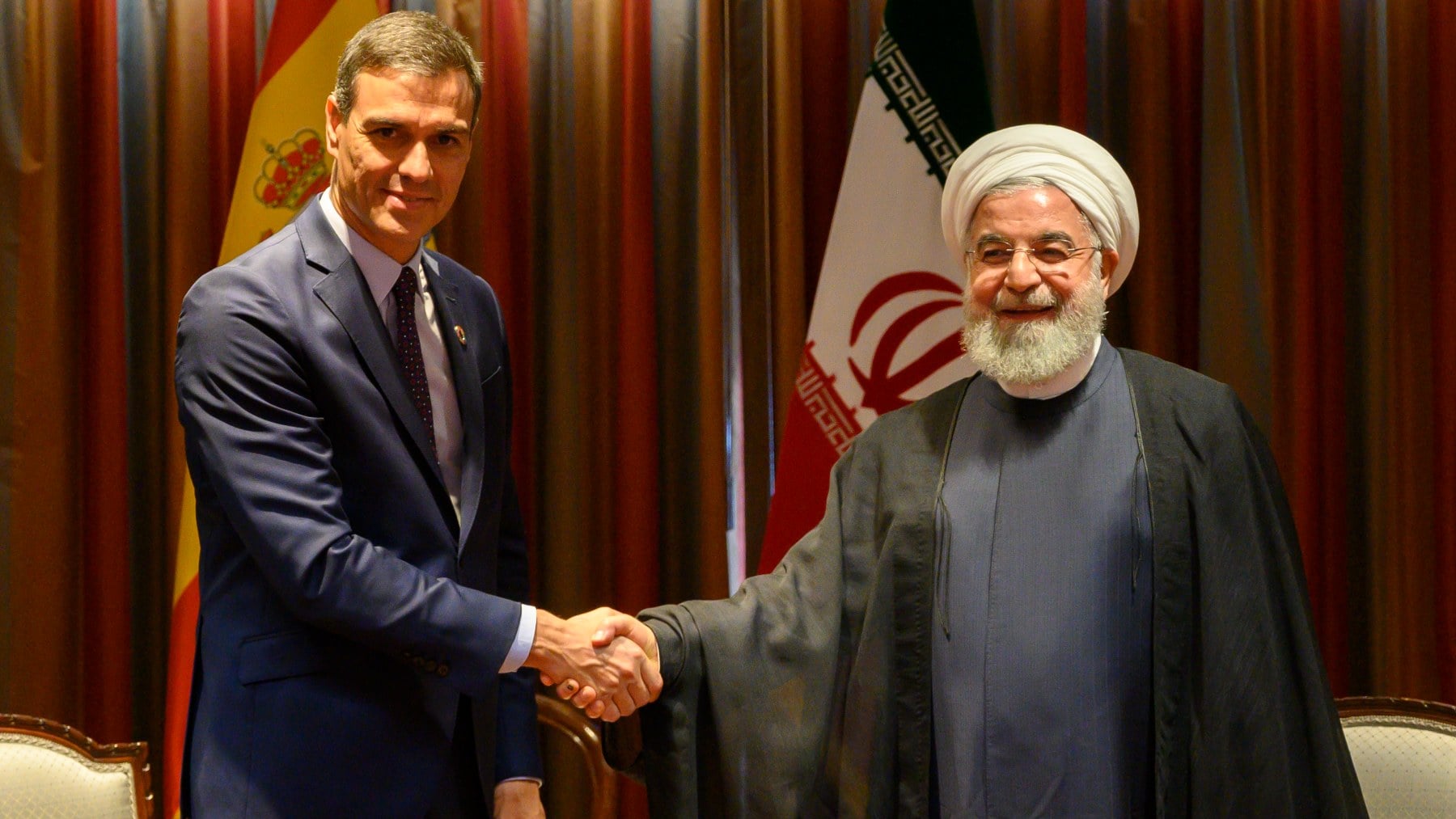 Pedro Sánchez junto a Hassan Rouhani. (EP)