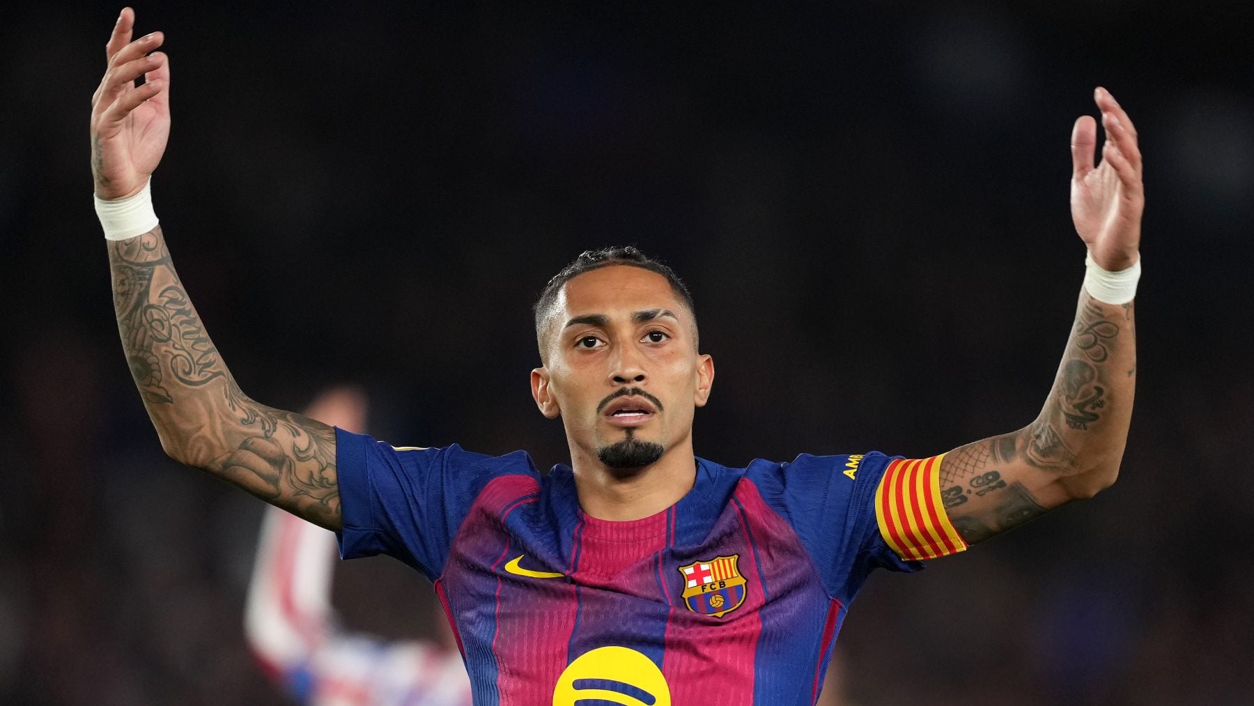 Raphinha durante el Barcelona-Atlético. (Getty)