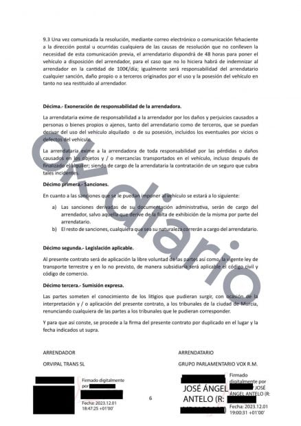 Vox Antelo furgoneta contrato