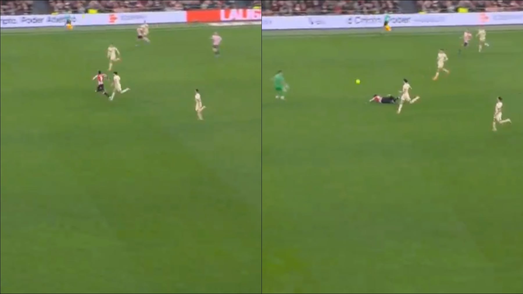 Munuera Montero perdona una roja clamorosa a Cubarsi tras una zancadilla como último hombre a Williams