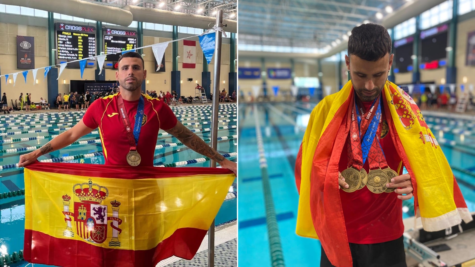 Roberto Veiga, policía portuario de Alcúdia, con las medallas conseguidas.