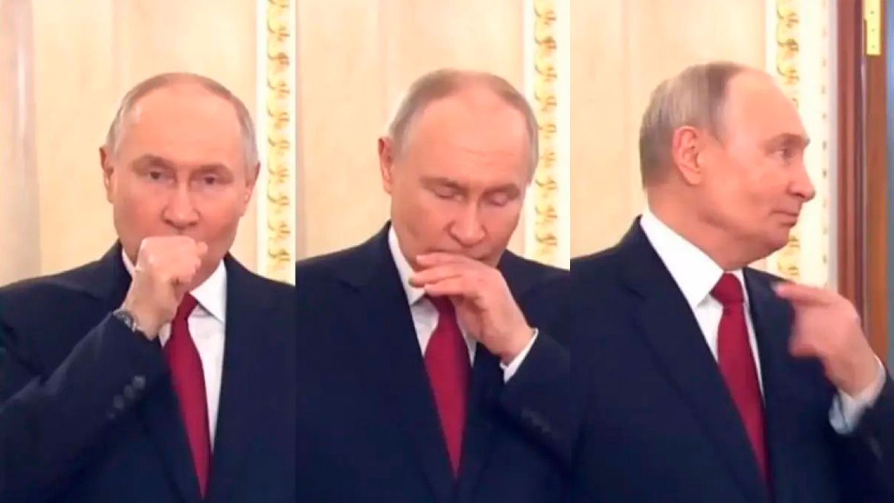 El Kremlin difunde unas sorprendentes imágenes de Putin tosiendo y atragantándose: error, sabotaje o estrategia