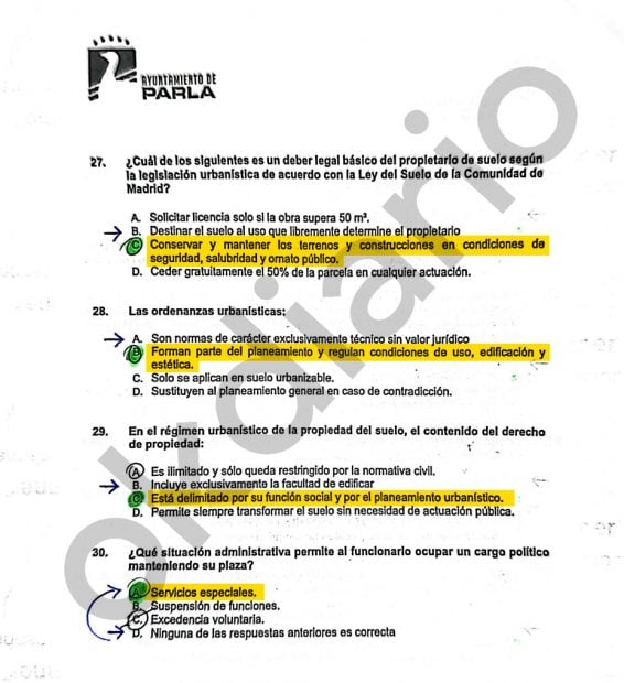 Examen para los auxiliares administrativos en Parla.