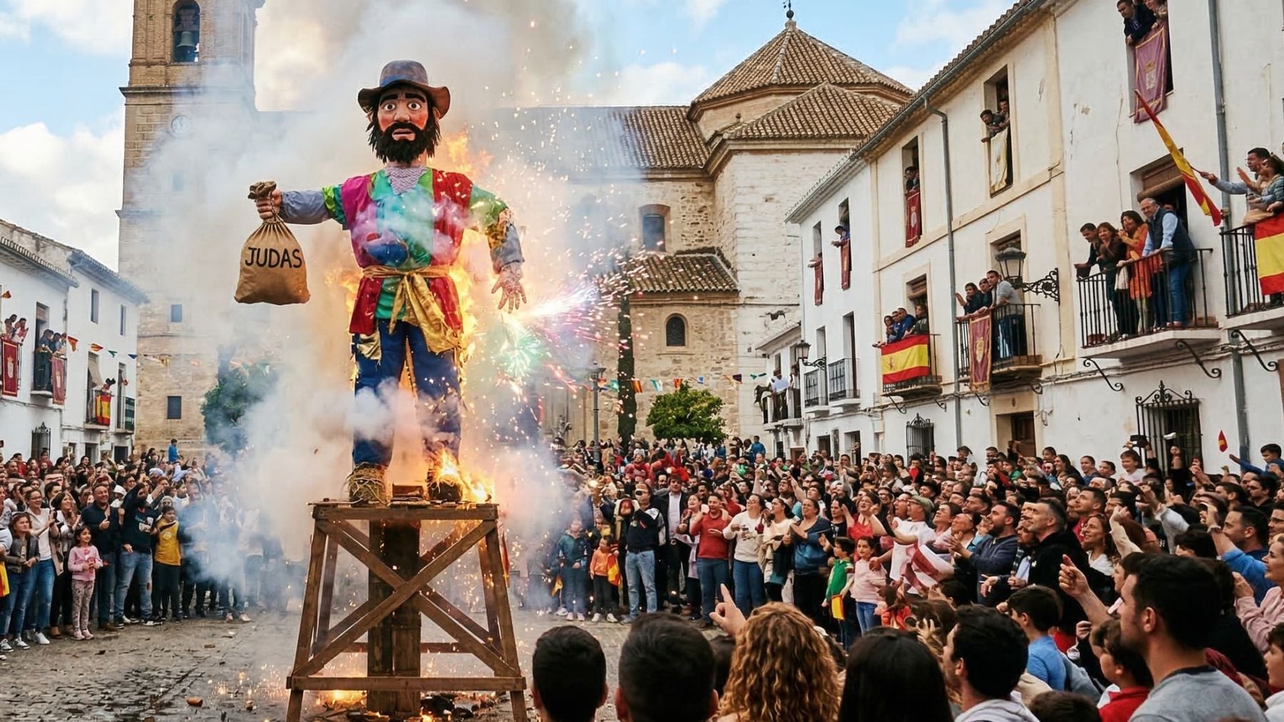 Parecen las Fallas, pero cada Semana Santa queman en Málaga un muñeco gigante de Judas repleto de pólvora