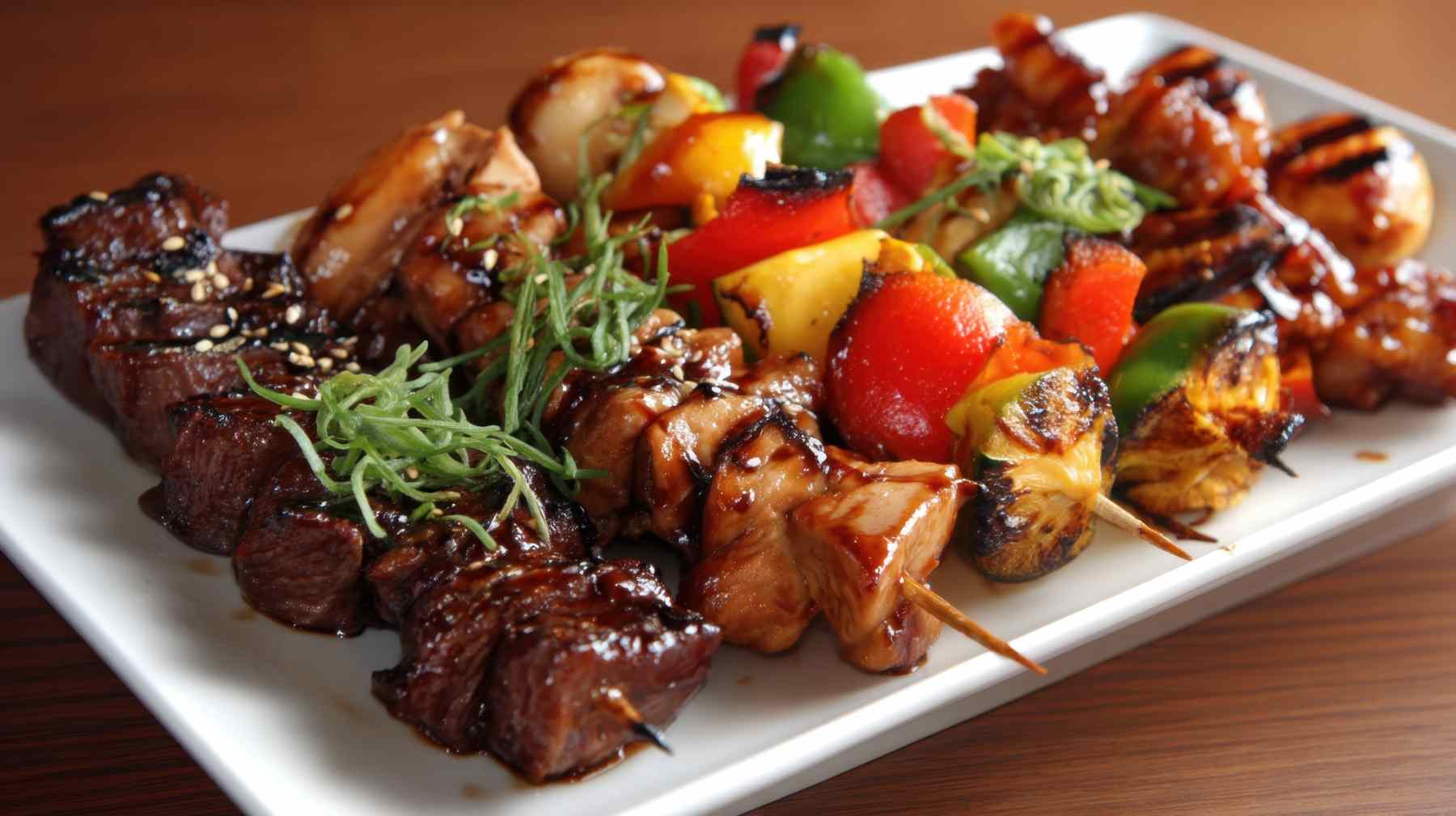 Brochetas de Verduras con Glaseado de Soja