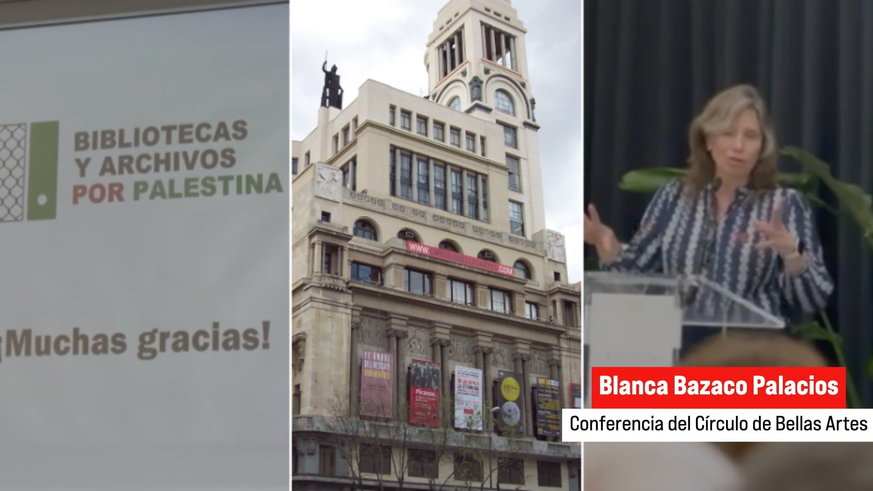 Una jefa del Archivo Regional de Madrid enseña a boicotear a Israel en el Círculo de Bellas Artes