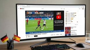 Partidos del Mundial retransmitidos por YouTube. Imagen generada con IA