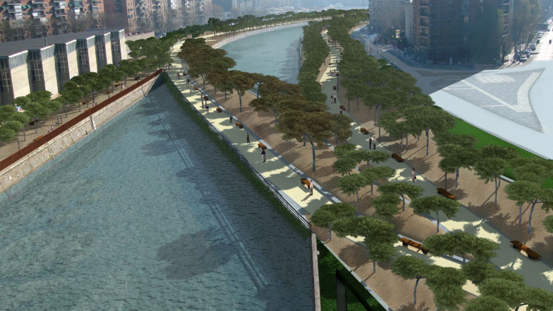 Proyecto de hace años de la playa en el río Manzanares. (Foto: Ayto de Madrid)