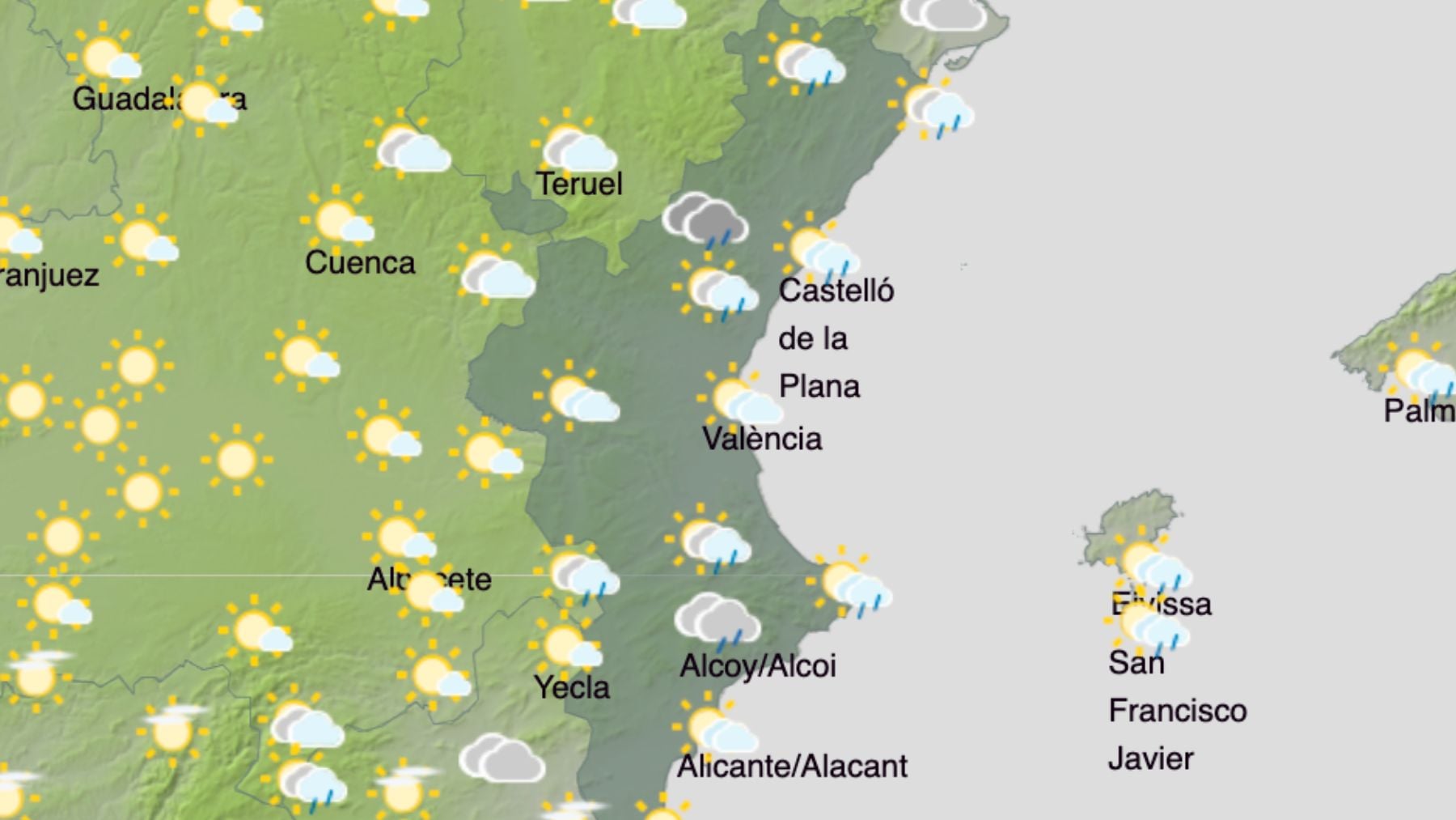 La AEMET confirma lluvias en la Comunidad Valenciana y avisa por rachas muy fuertes de viento