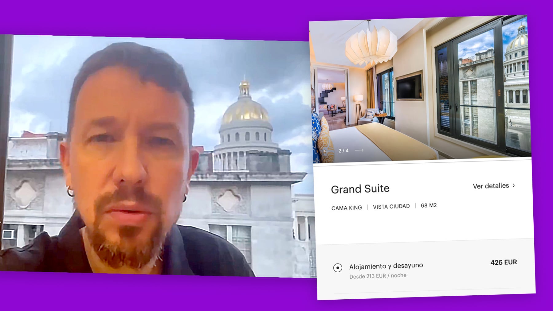 Pablo Iglesias defiende el comunismo cubano desde un hotel de 5 estrellas en una Habana con apagones diarios