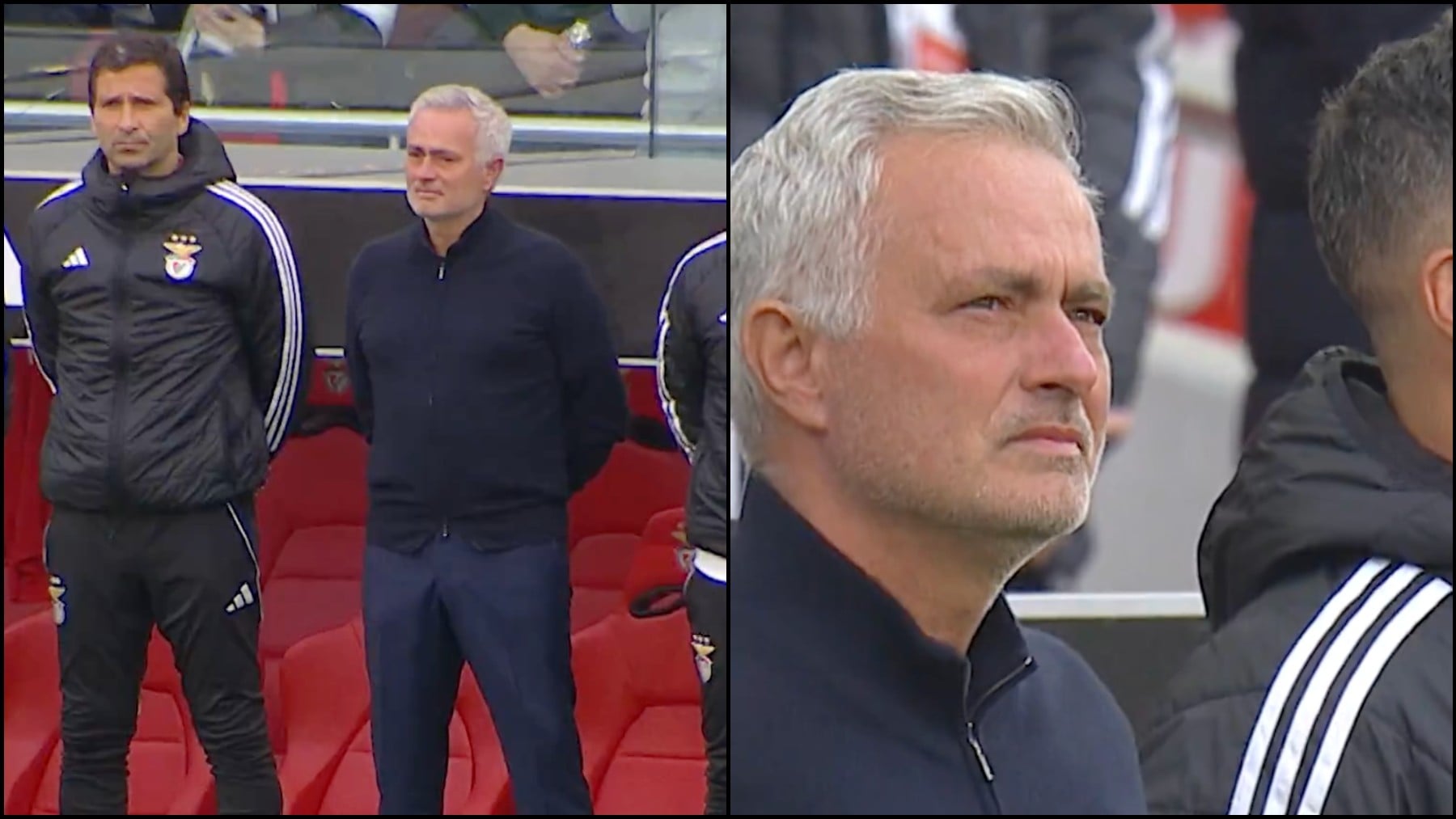 Mourinho no puede contener las lágrimas en el emotivo homenaje del Benfica a Silvino Louro