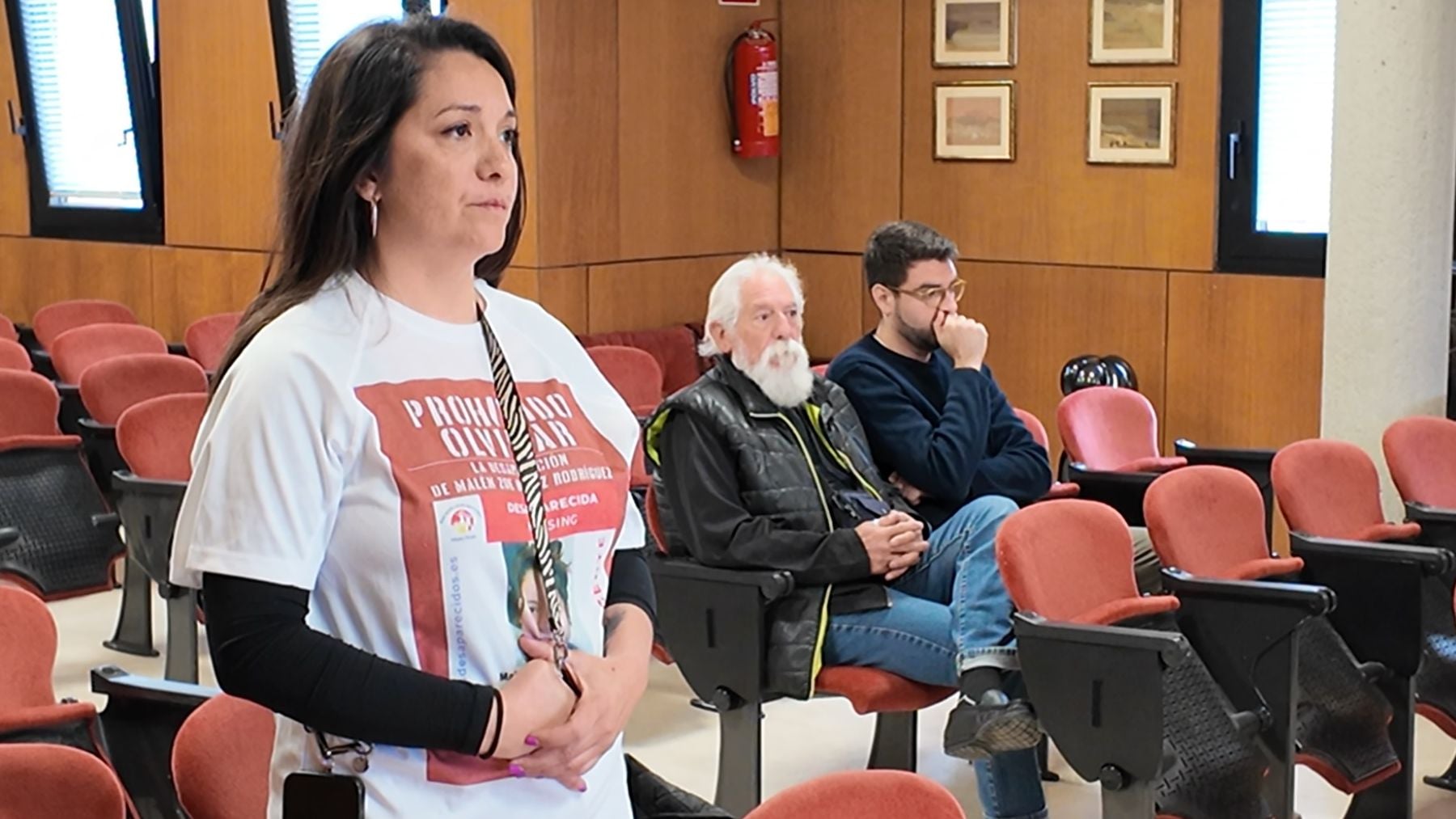 Natalia Rodríguez, madre de la desaparecida Malén Ortiz, durante la lectura de la declaración.