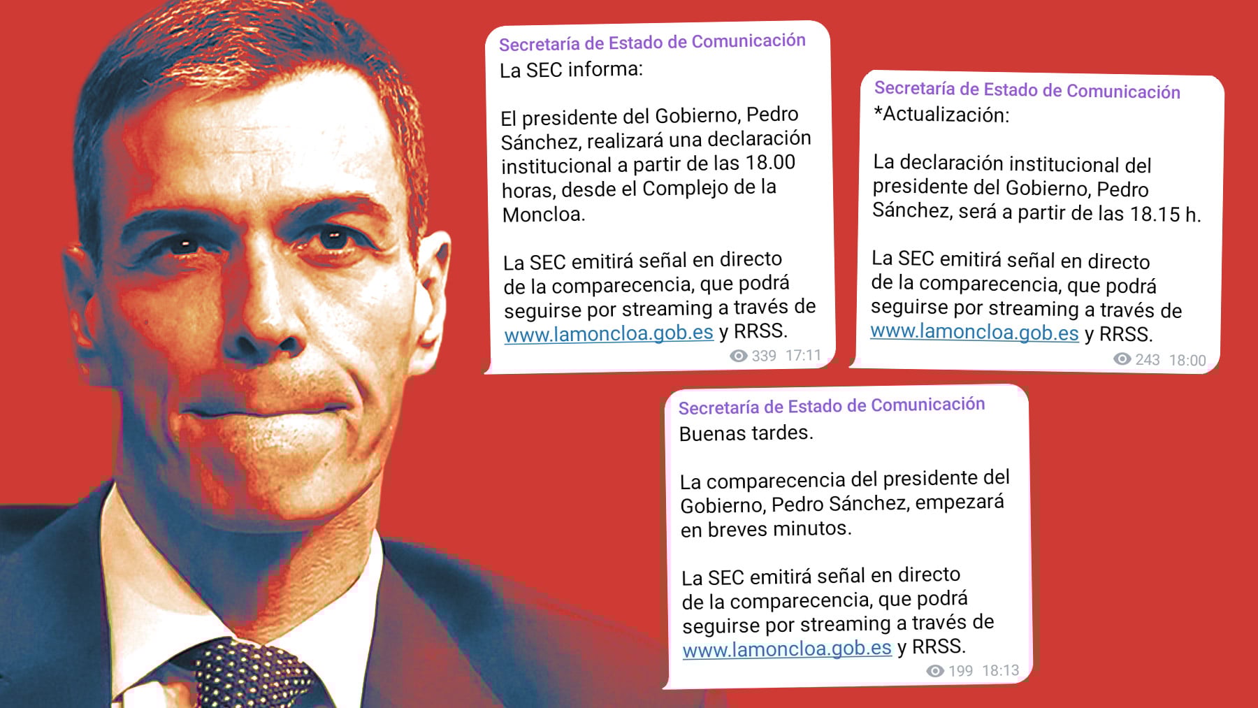 Así avisó Moncloa del retraso de Sánchez en su comparecencia para anunciar los sustitutos de Montero